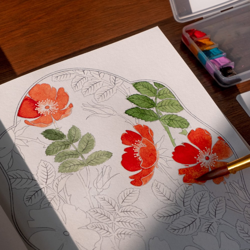 [버드인페이지] 꽃잎 수채화 하얀 컬러링북 KIT